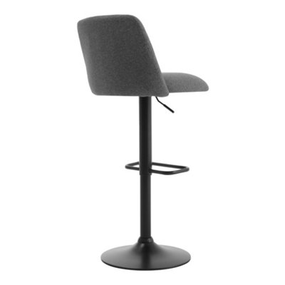 Bar Stool Set of 2 Grey Linen Upholstered Swivel Counter Bar Stools with Mid Backrest
