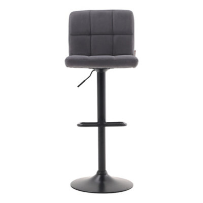 Bar Stool Set of 2 Grey Velvet Upholstered Bar Stools with Low Backrest