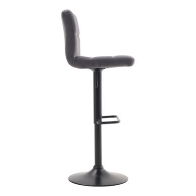 Bar Stool Set of 2 Grey Velvet Upholstered Bar Stools with Low Backrest