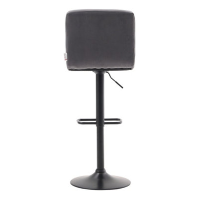 Bar Stool Set of 2 Grey Velvet Upholstered Bar Stools with Low Backrest