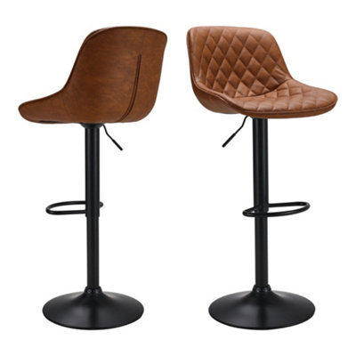 Bar Stool Set of 2 PU Leather Counter Swivel Height Bar Stools Chair for Pub Dining Room