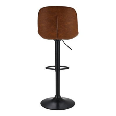 HOMCOM Counter Height Bar Stools Set of 2 PU Leather Swivel Barstools with Footrest and Tufted Back - Black