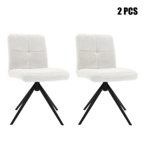 Bar Stool Set of 2 White Plush Breakfast Bar Stools Chair with Metal Legs