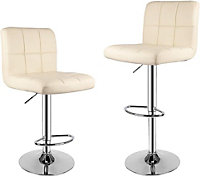 Bar Stools, Pack of 2 PU Leather Swivel Height Adjustable Bar Chairs With Backrest For Counter,Kitchen and Home (White)