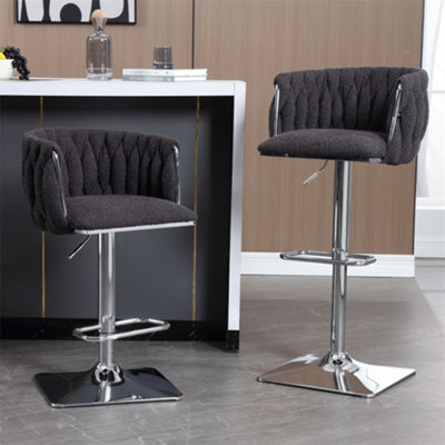 Bar Stools Set of 2, Adjustable Counter Height Bar Stools with Woven ...