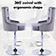 Bar Stools Set of 2 - Adjustable Swivel Light Grey Velvet Seat, Chromed Steel Frame Footrest Base - Breakfast Bar Stools with Back