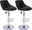 Bar Stools Set of 2 - Featuring Adjustable Swivel Gas Lift (47x38x107cm) -Black Breakfast Bar Stools with Footrest and Chrome Base