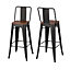 Bar Stools Set of 2 Metal Frame Matte Texture Industrial Style High Chair Bar Stools