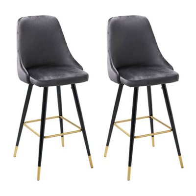 Bar Stools Set of 2 Modern Upholstered Velvet High Bar Stools