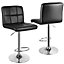 Bar Stools Set of 2 PU Leather with Backrest Height Adjustable Swivel Pub Chair Home Kitchen(Black)