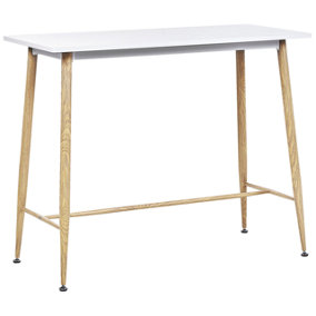 Bar Table 90 x 50 cm White and Light Wood CHAVES