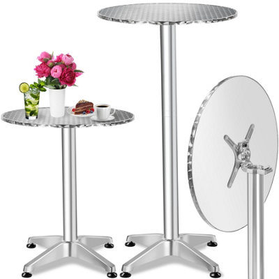 Bar Table Aluminium - 60cm tabletop, foldable, height adjustable 6.5 cm- grey