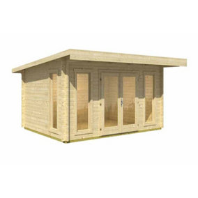 Barbados 3 70mm UK-Log Cabin, Wooden Garden Room, Timber Summerhouse, Home Office - L459 x W419 x H241.94 cm