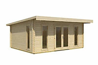 Barbados 5-Log Cabin, Wooden Garden Room, Timber Summerhouse, Home Office - L579 x W509 x H240.99 cm