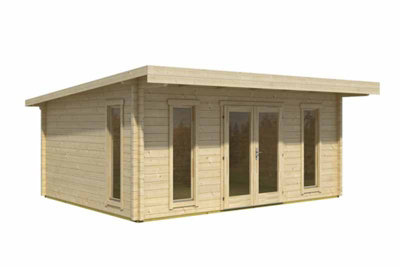 Barbados 5-Log Cabin, Wooden Garden Room, Timber Summerhouse, Home Office - L579 x W509 x H240.99 cm