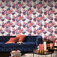 Barbara Home Palm Wallpaper Pink Rasch 536430