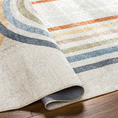 BARBARA Machine Washable Modern Beige Area Rug 160 x 213 cm