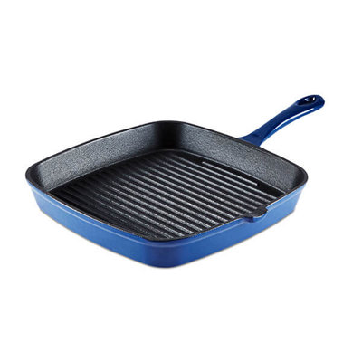 Barbary & Oak 23cm Cast Iron Grill Pan Blue