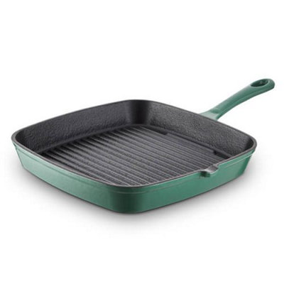 Barbary & Oak 23cm Cast Iron Grill Pan Verdigris Green