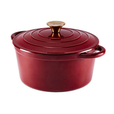 Barbary & Oak 24cm Round Casserole Cast Iron Red