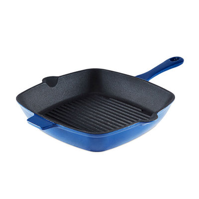 Barbary & Oak 26cm Cast Iron Grill Pan Blue