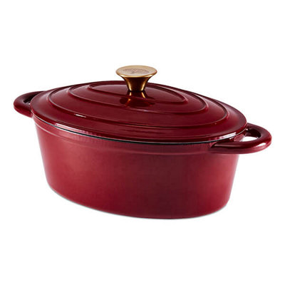 Barbary & Oak 29cm Oval Casserole Cast Iron Red