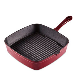 Barbary & Oak BO800257RED 23cm Cast Iron Grill Pan