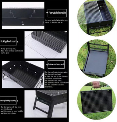 Barbecue Grill Portable BBQ Charcoal Stove Stainless Steel Cooker Camping Small - 4