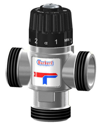 Barberi 1 Inch Thermostatic Mixing Valve 35-60C Side Way Mixed Water Male 2.3m3/h