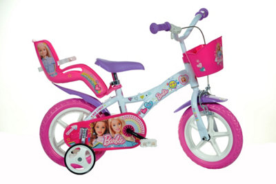Barbie 12" Childrens Bicycle Outdoor Bike w/ Basket & Removable Stabilisers