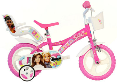 Barbie 12 Childrens Bicycle Outdoor Bike w Basket Removable Stabilisers