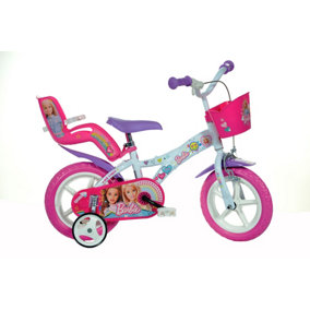 Barbie 12" Childrens Bicycle Outdoor Bike w/ Basket & Removable Stabilisers