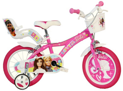 Barbie 16 Childrens Bicycle Adjustable w Removable Stabilisers Dino Bikes