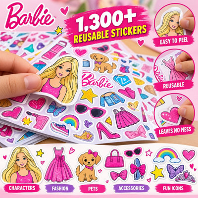 Barbie 5-Piece Activity Set, Dress Up & Burst Sticker Books, Carry Case ...