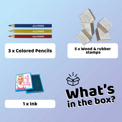 Barbie Blister Pack 5 Stamps - Kids Craft & Stationery Set