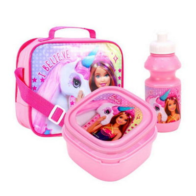 Barbie Childrens/Kids I Believe Lunch Box Set Pink (One Size)