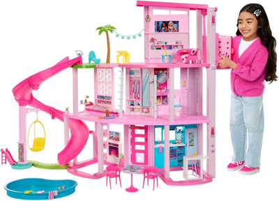 Barbie Dreamhouse 3 Storey Barbie House with 10 Play Areas Including Pool Slide Elevator 75 Doll