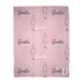 Barbie Figures Pink Fleece Blanket