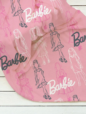 Barbie Figures Pink Fleece Blanket