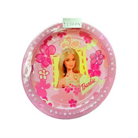 Barbie Flowers Party Plates (Pack of 8) Pink/Yellow (One Size)