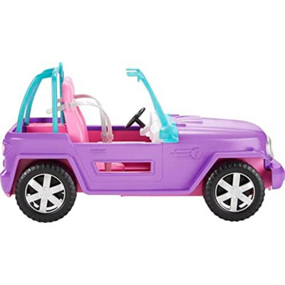 Barbie Off-Road Toy Car with 2 Pink Seats and Treaded Purple Wheels