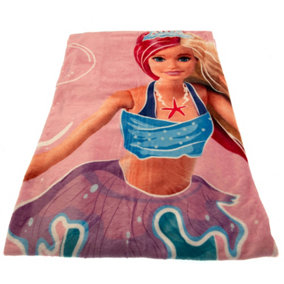 Barbie Premium Coral Fleece Blanket Baby Pink/Blue/White (One Size)