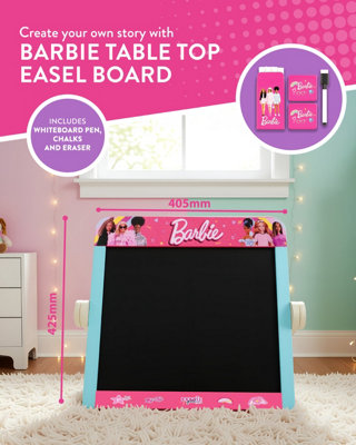 Barbie Tabletop Easel, Double Sided Blackboard & Whiteboard, Kids ...