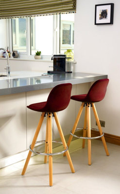 Barcelona Bar Stools - Set Of 2 - Burgundy