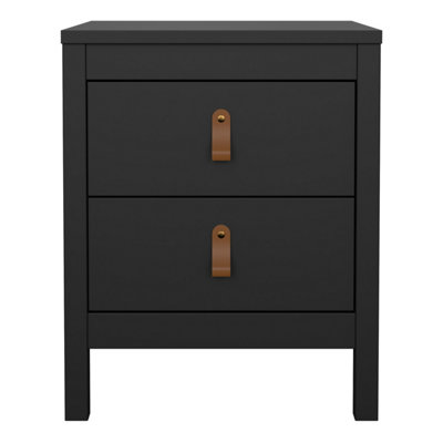 Barcelona Bedside Table 2 drawers in Matt Black
