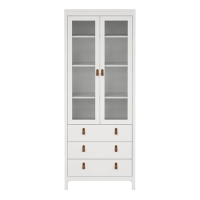 Barcelona China cabinet 2 doors w/glass + 3 drawers in White | DIY at B&Q