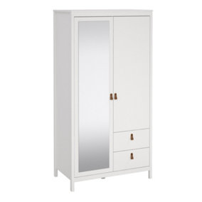 Barcelona Wardrobe with 1 door + 1 mirror door + 2 drawers White