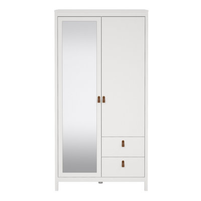 Barcelona Wardrobe with 1 door + 1 mirror door + 2 drawers White