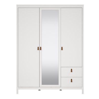 Barcelona  Wardrobe with 2 doors + 1 mirror door + 2 drawers White