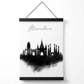 Barcelona Watercolour Skyline City Medium Poster with Black Hanger